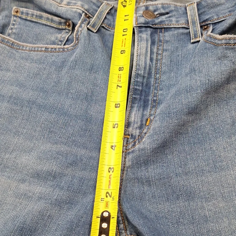Levis 725 Medium Wash High Rise Bootcut Flare Sz 33 XL Stretch Distressing‎